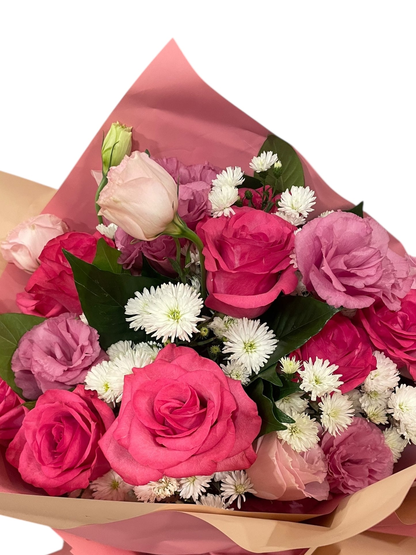 Buquê Rosa Elegante com Rosas, Lisianthus e Áster | ENROSE São Paulo