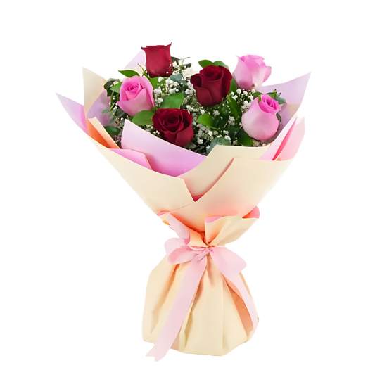 Beleza Natural: Buquê de Rosas vermelhas e rosas “Colombianas”