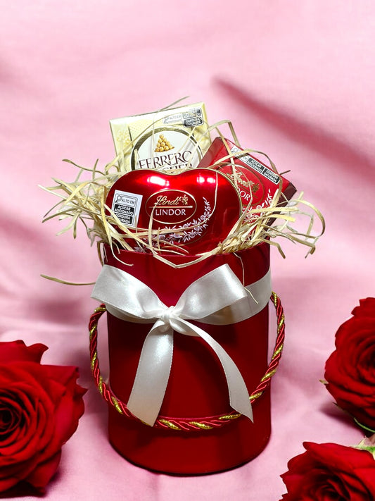Luxurious Gift Arrangement in Red with Lindt and Ferrero Chocolates