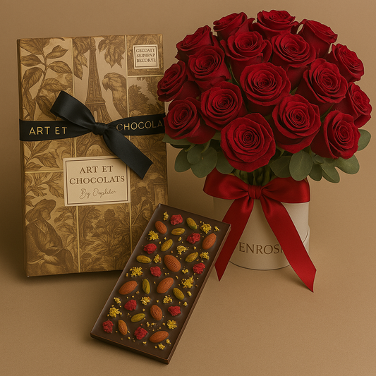 Edição Exclusiva ENROSE × Chef Orphée – Rosas Vermelhas e Chocolates Belgas com Ouro Comestível