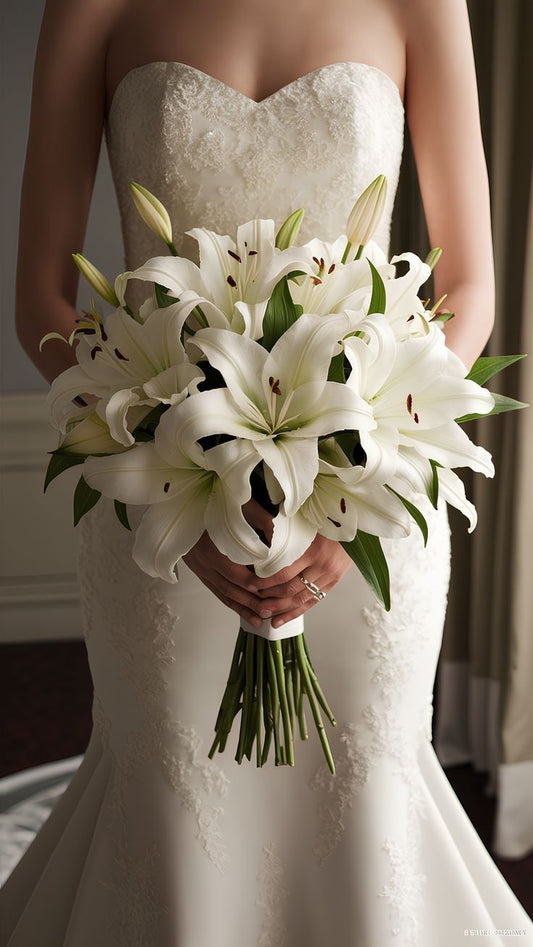 Elegant White Lilies Bouquet for Bride