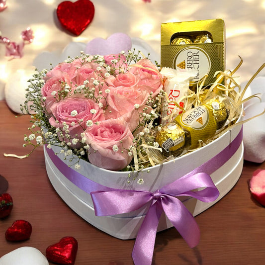 Coração de Rosas e Chocolates - Uma Homenagem de Amor e Elegância