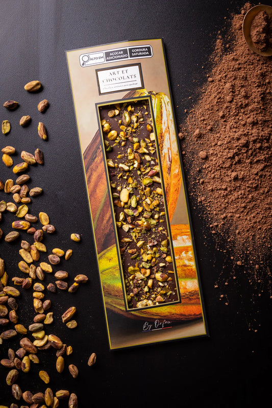 Tablete de Chocolate com Pistache e Ouro – 92g – Assinado pelo Chef Francês Orphée