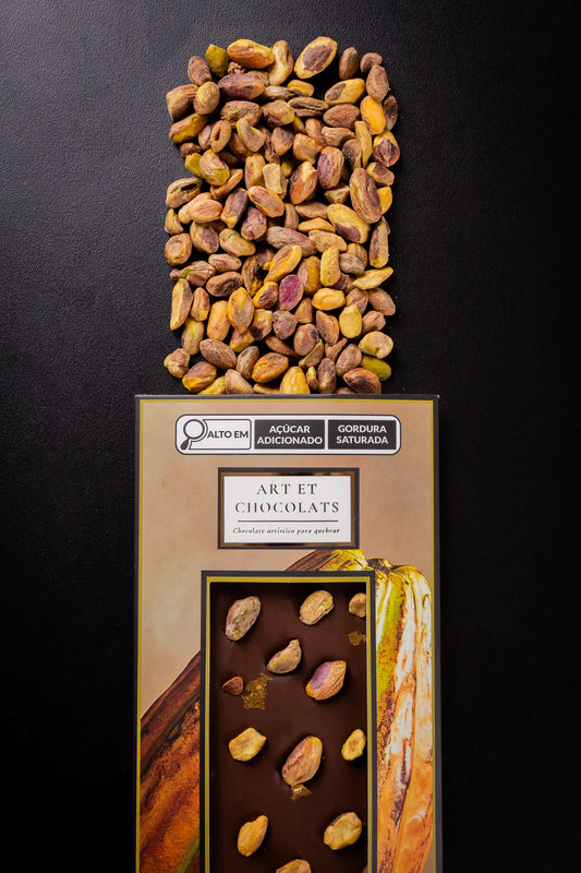 Tablete de Chocolate com Pistache e Ouro – 92g – Assinado pelo Chef Francês Orphée
