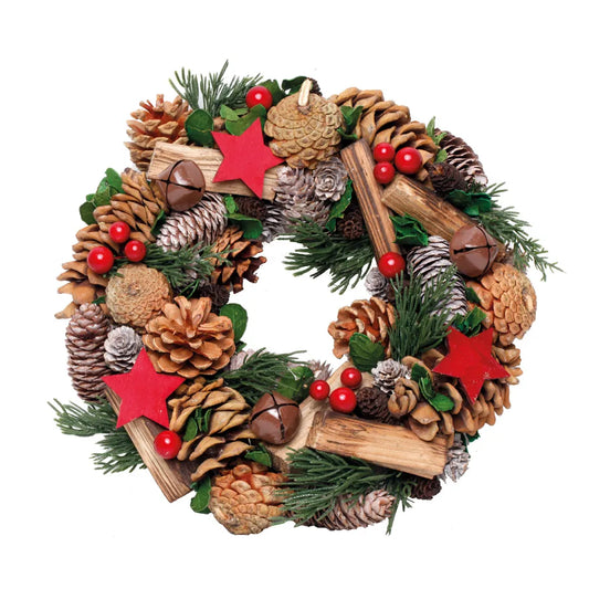 SMALL DECORATIVE GARLAND WITH PINE CONE AND STAR 30 cm