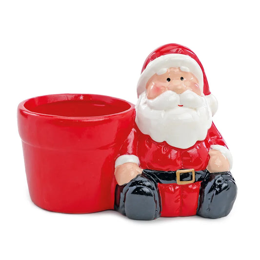CANDLE HOLDER WITH RED SANTA CLAUS