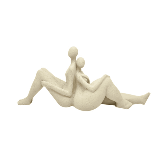 Couple Sitting Back to Back Beige