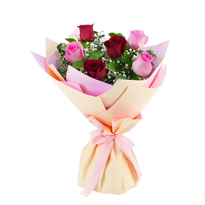 Beleza Natural: Buquê de Rosas vermelhas e rosas “Colombianas”