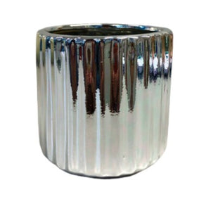 Cachepot cromado em relevo 7cm