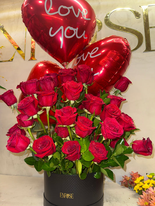 Arranjo com Rosas Vermelhas-Amor Eterno