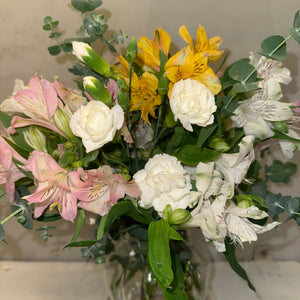 Floral Arrangement with Glass Vase