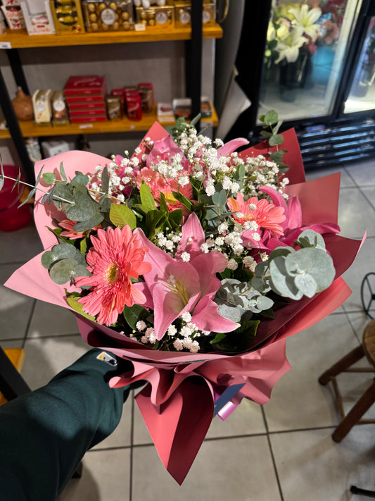 Buquê em tons de rosa