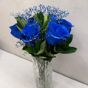 Arranjo Masculino azul com vaso vidro