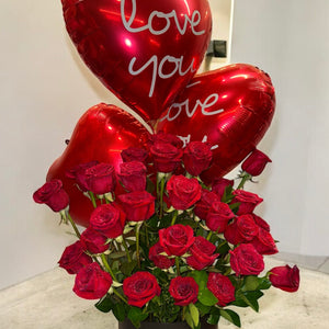 Arranjo com Rosas Vermelhas-Amor Eterno