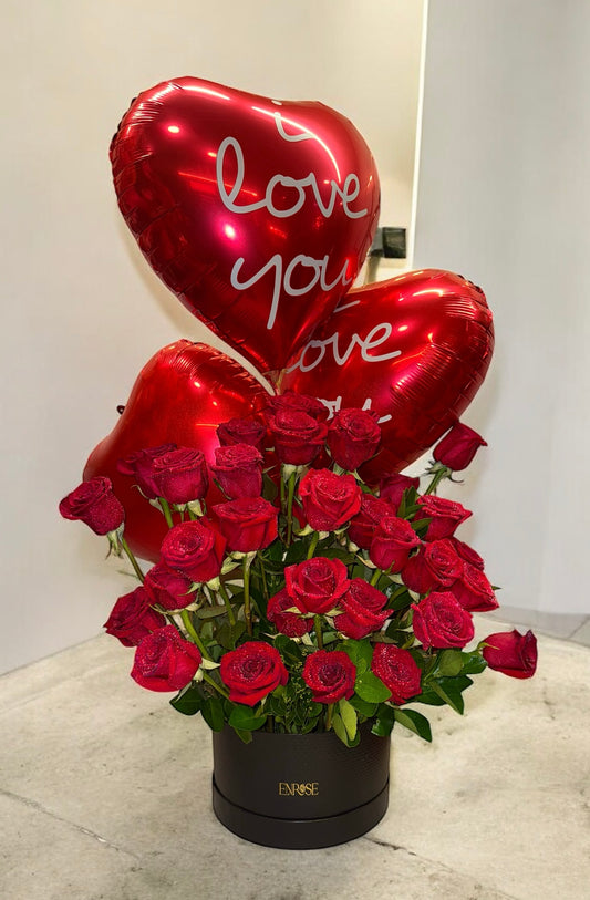 Arranjo com Rosas Vermelhas-Amor Eterno