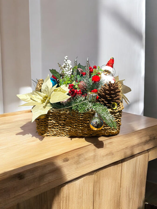 Decorative Christmas Basket with Elegant Details