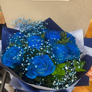 Buquê de 12 Rosas colombianas Azuis Naturais -Presente Sofisticado e Exclusivo em São Paulo