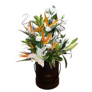 Arranjo Luxuoso com Ave-do-Paraíso e Lírios – Edição Exclusiva ENROSE