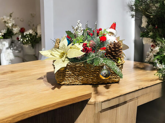 Decorative Christmas Basket with Elegant Details