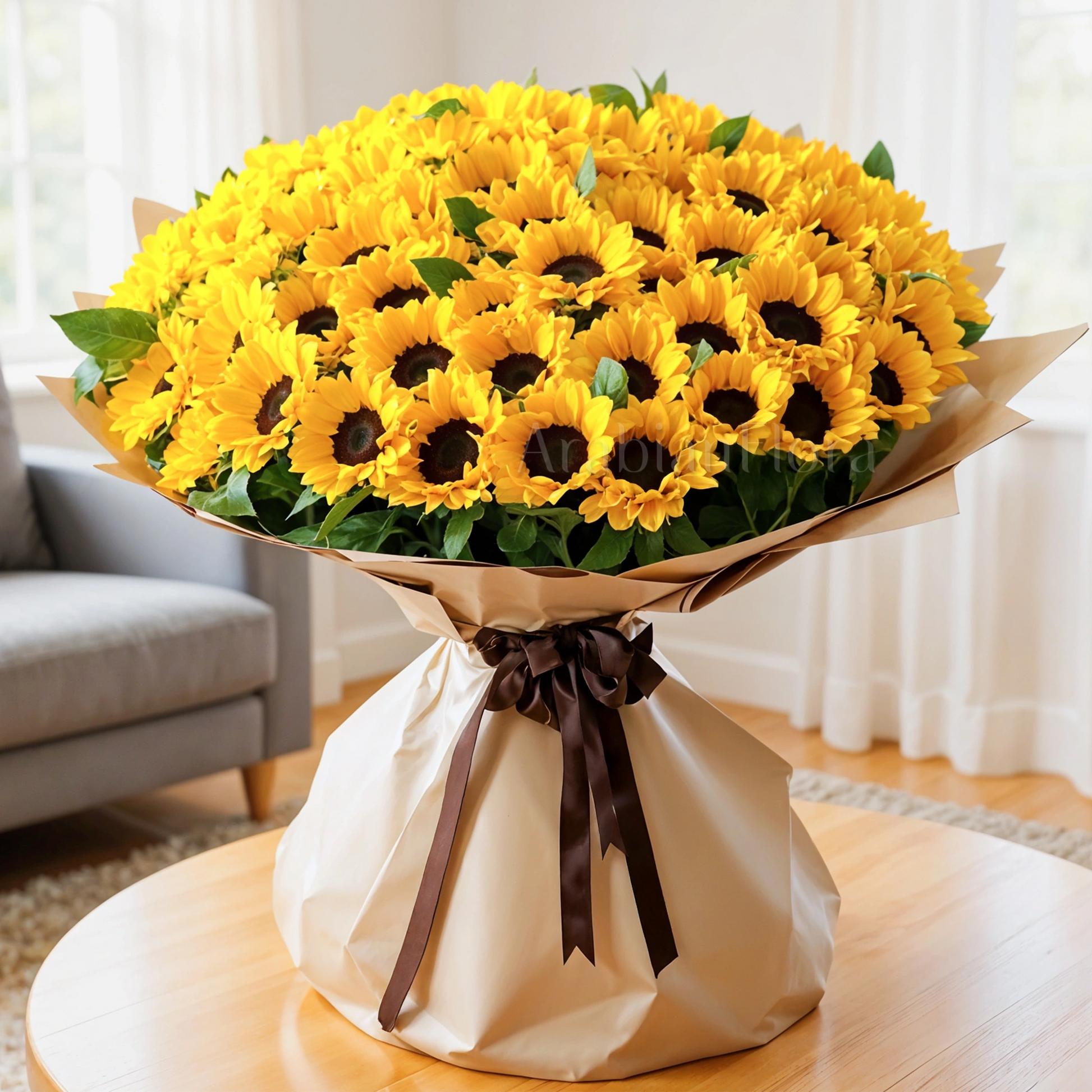 Buquê Luxuoso com 100 Girassóis Naturais – Encomenda Exclusiva ENROSE