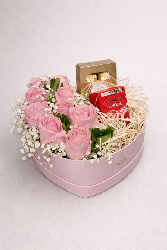 Coração de Rosas e Chocolates Finos - Presente Perfeito para Quem Você Ama