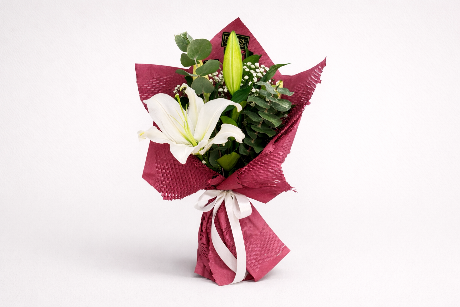 Bouquet of White Lilies with Eucalyptus - Purity and Elegance by ENROSE