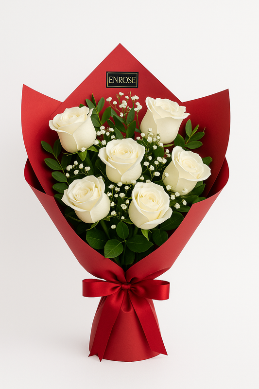 Buquê 6 Rosas Brancas