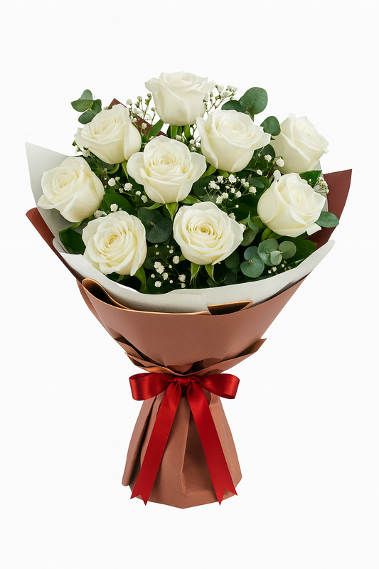 Buquê 12 Rosas Brancas