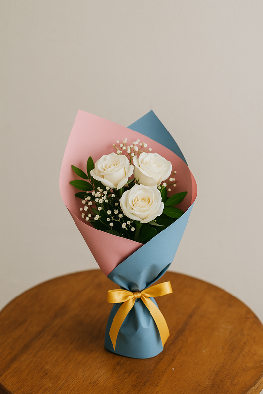 Buquê 3 Rosas Brancas