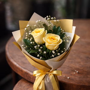 Mini Buquê 2 Rosas Amarelas