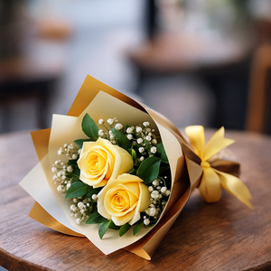 Mini Buquê 2 Rosas Amarelas