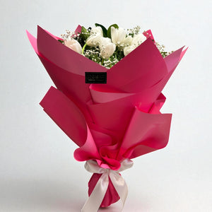 Buquê de Tulipas Brancas Naturais - Elegância e Sofisticação