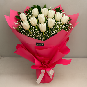 Buquê de Tulipas Brancas Naturais - Elegância e Sofisticação