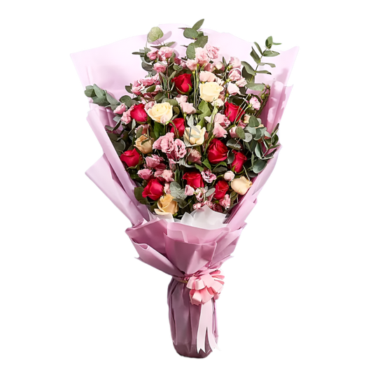 Love and Elegance: 100cm Bouquet of Flowers in Red and Pink