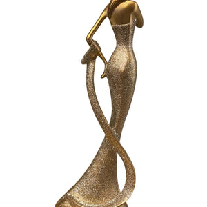 ESTATUETA MULHER DOURADA 30 CM  RESINA