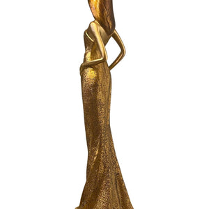 OLD GOLD WOMAN FIGURINE 44 CM RESIN