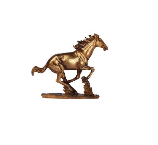 GOLDEN HORSE STATUETTE 24 cm IN RESIN