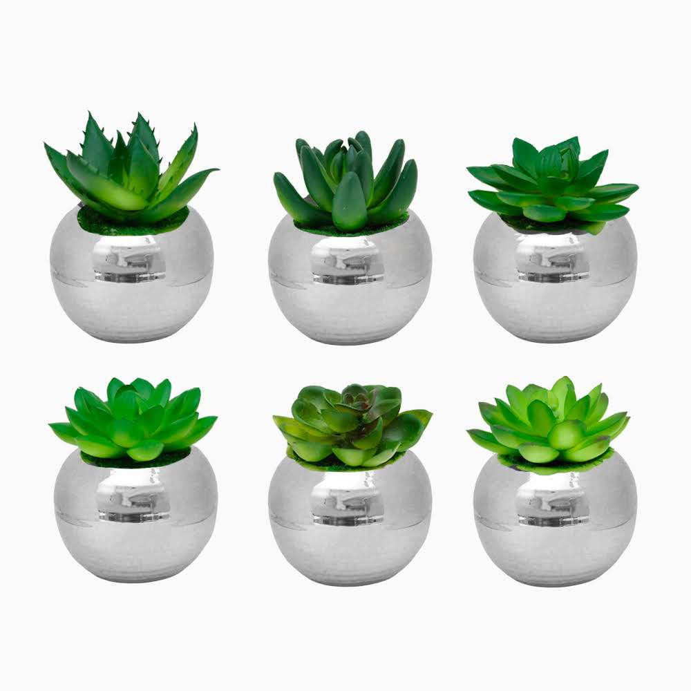 Mini Cachepot with Artificial Succulent Unit